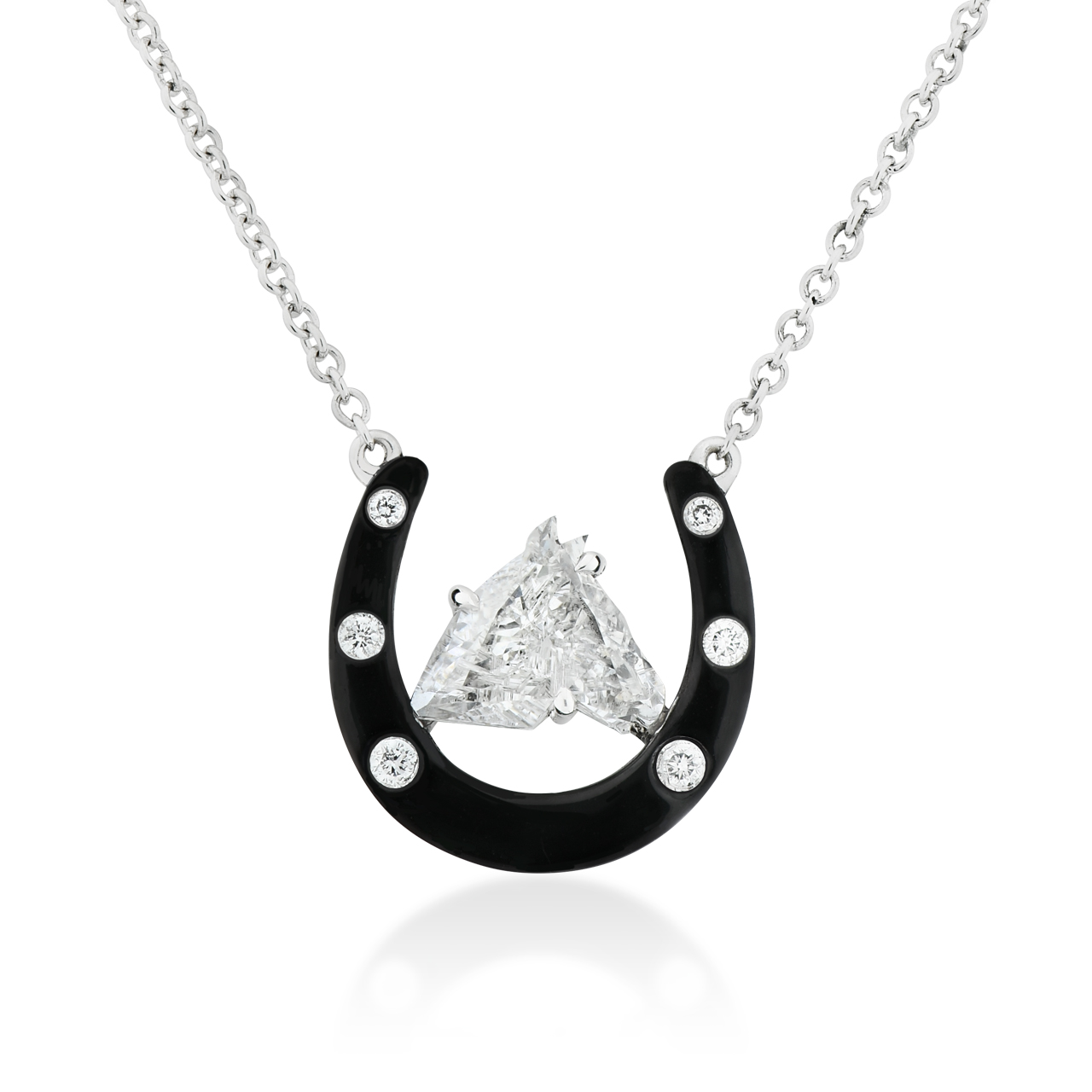 14K White Gold Diamond Horseshoe Pendant 001-165-00093 | JMR Jewelers |  Cooper City, FL