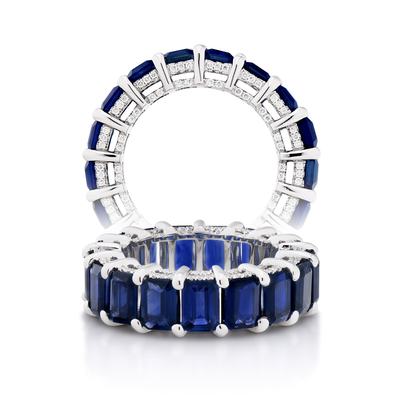 Sapphire Emerald Cut Eternity Bands - Lugano Sapphire Emerald Cut Eternity Bands - Lugano