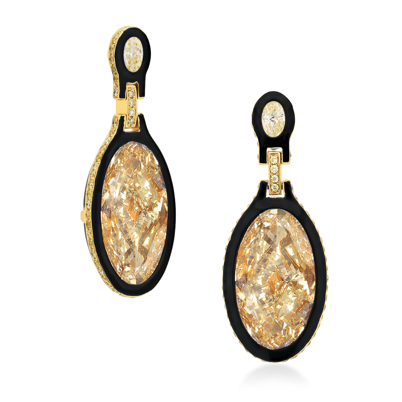 Fancy Yellow Diamond Drop Earrings Lugano