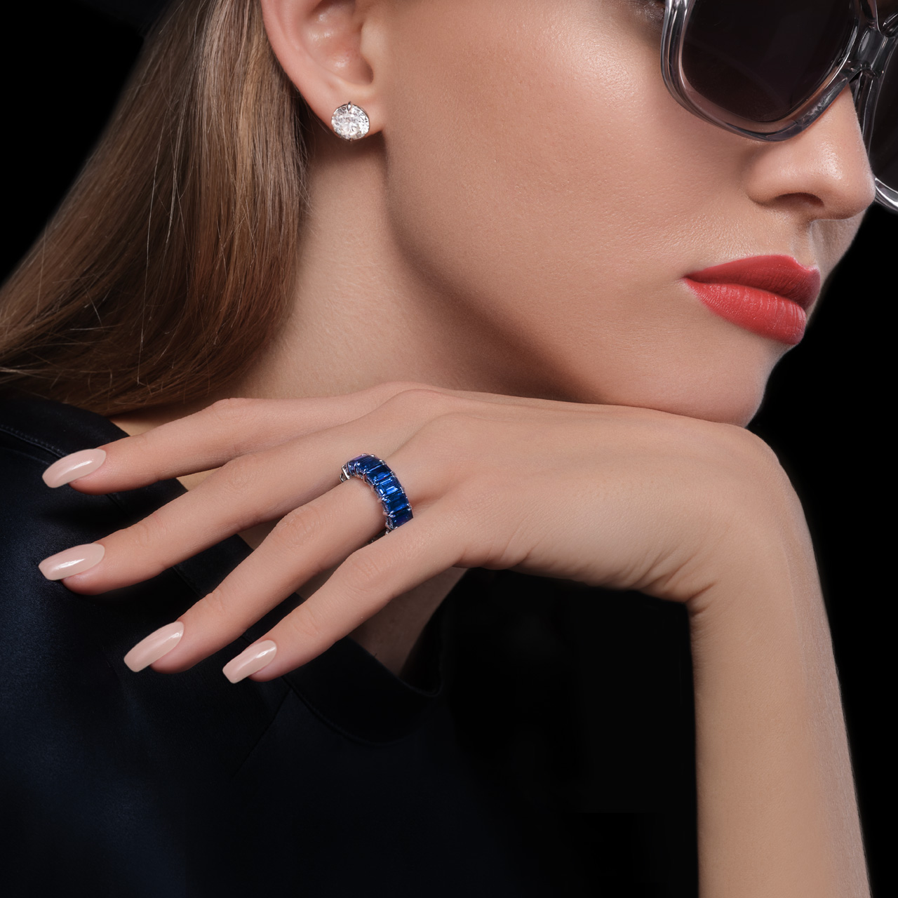 Sapphire Emerald Cut Eternity Bands - Lugano Sapphire Emerald Cut Eternity Bands - Lugano